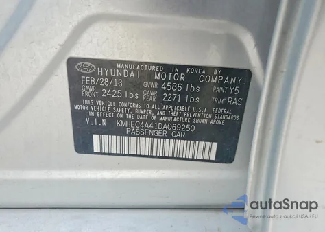 2013 Hyundai Sonata Hybrid из США, поврежденный, VIN KMHEC4A41DA069250